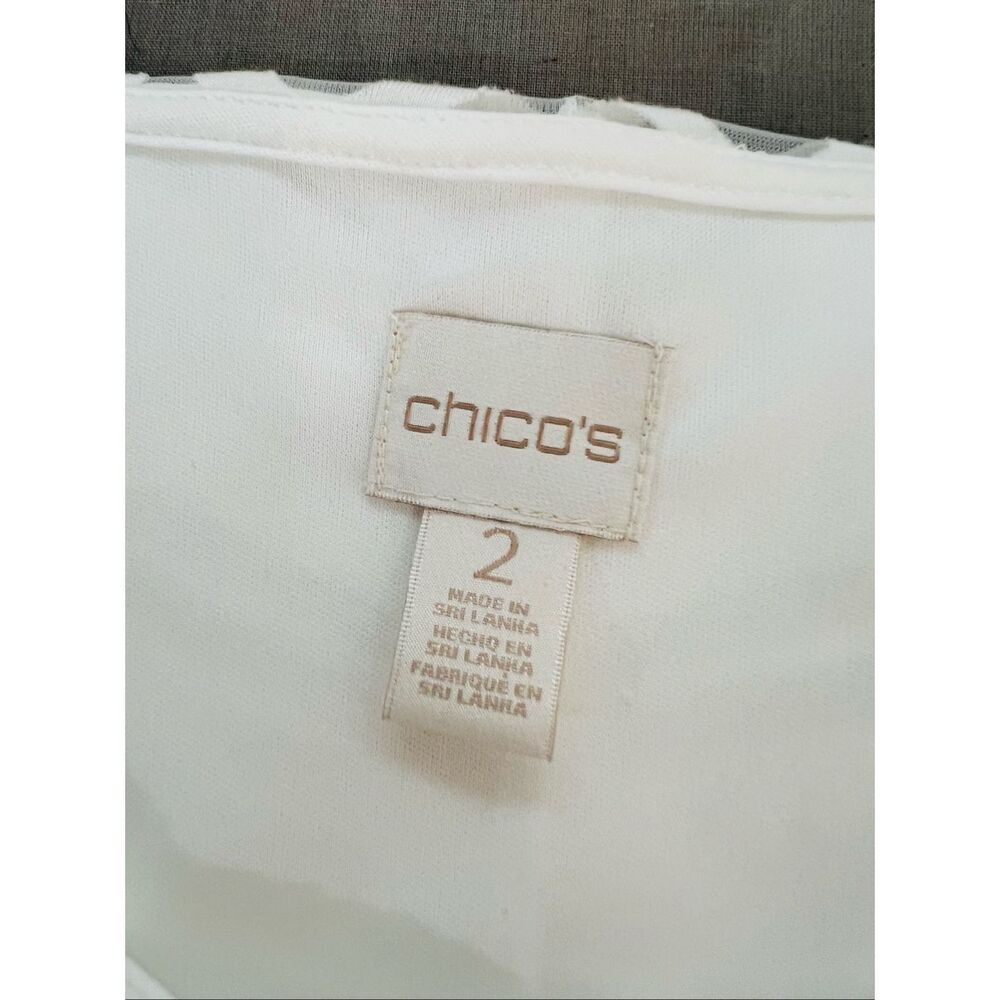 Chico's White Sleeveless Geometric Burnout Textured Maxi Dress Size 2 Large - Picture 7 of 9